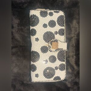 Vintage Black and White Floral Sequin Wallet